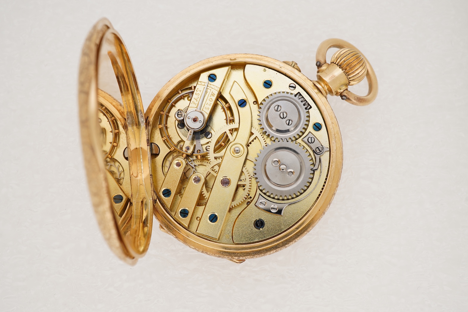 A lady's early 20th century Swiss engraved 18k open faced keyless fob watch